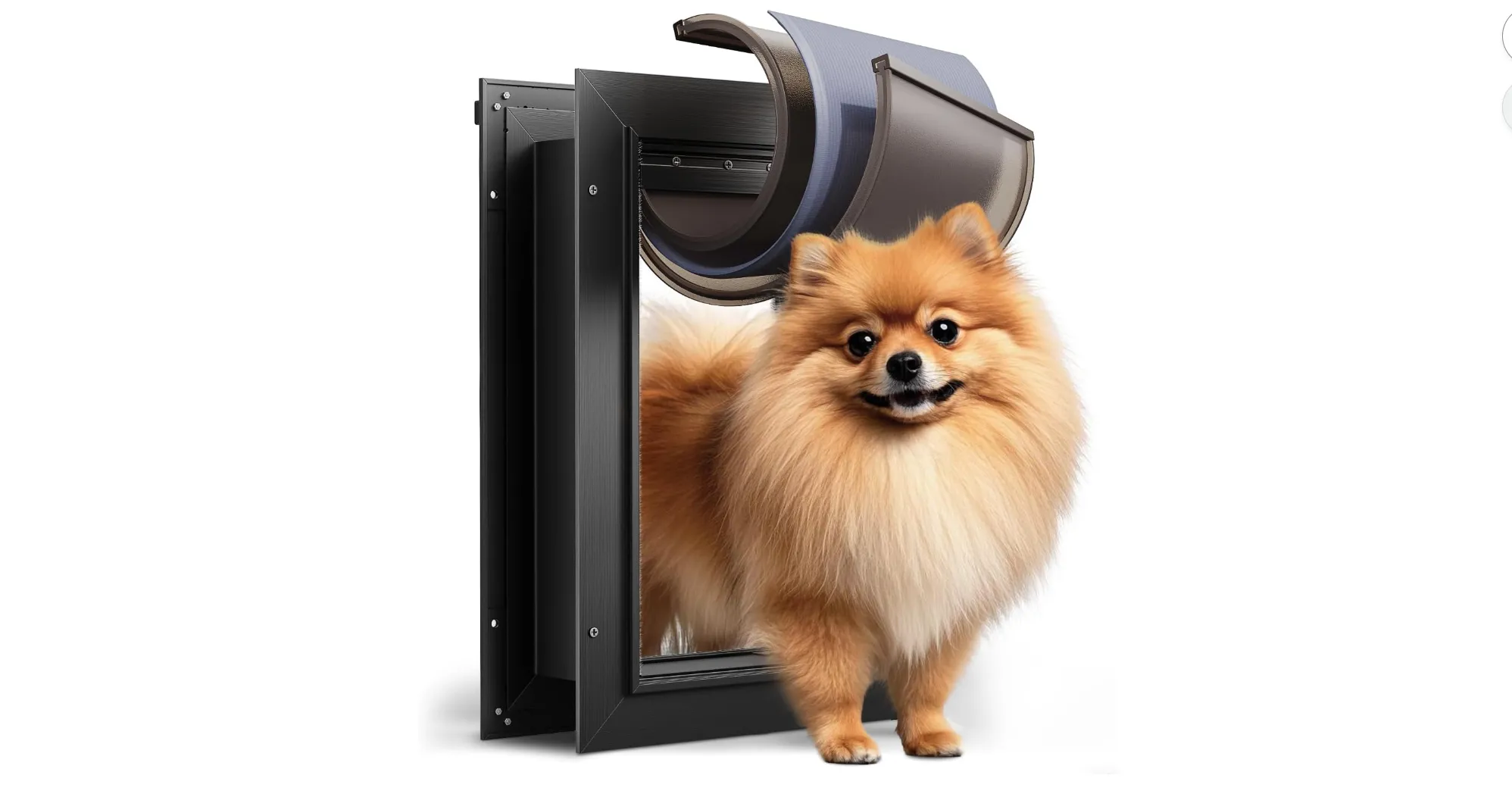 Chó đi qua cửa pet door được tạo bằng AI, hình ảnh mờ ảo không rõ nét