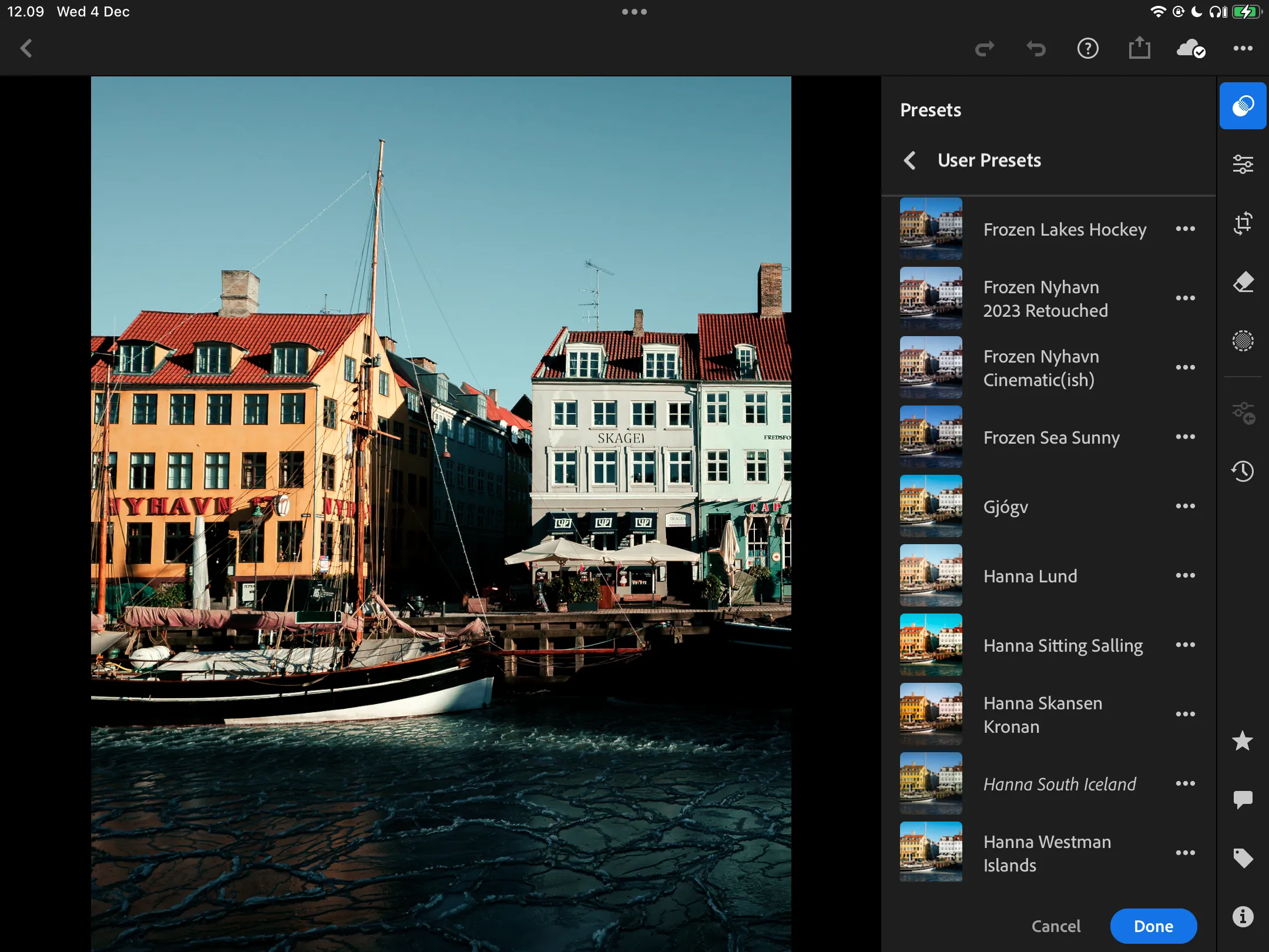 Chọn các preset khác nhau được đề xuất trong Lightroom CC