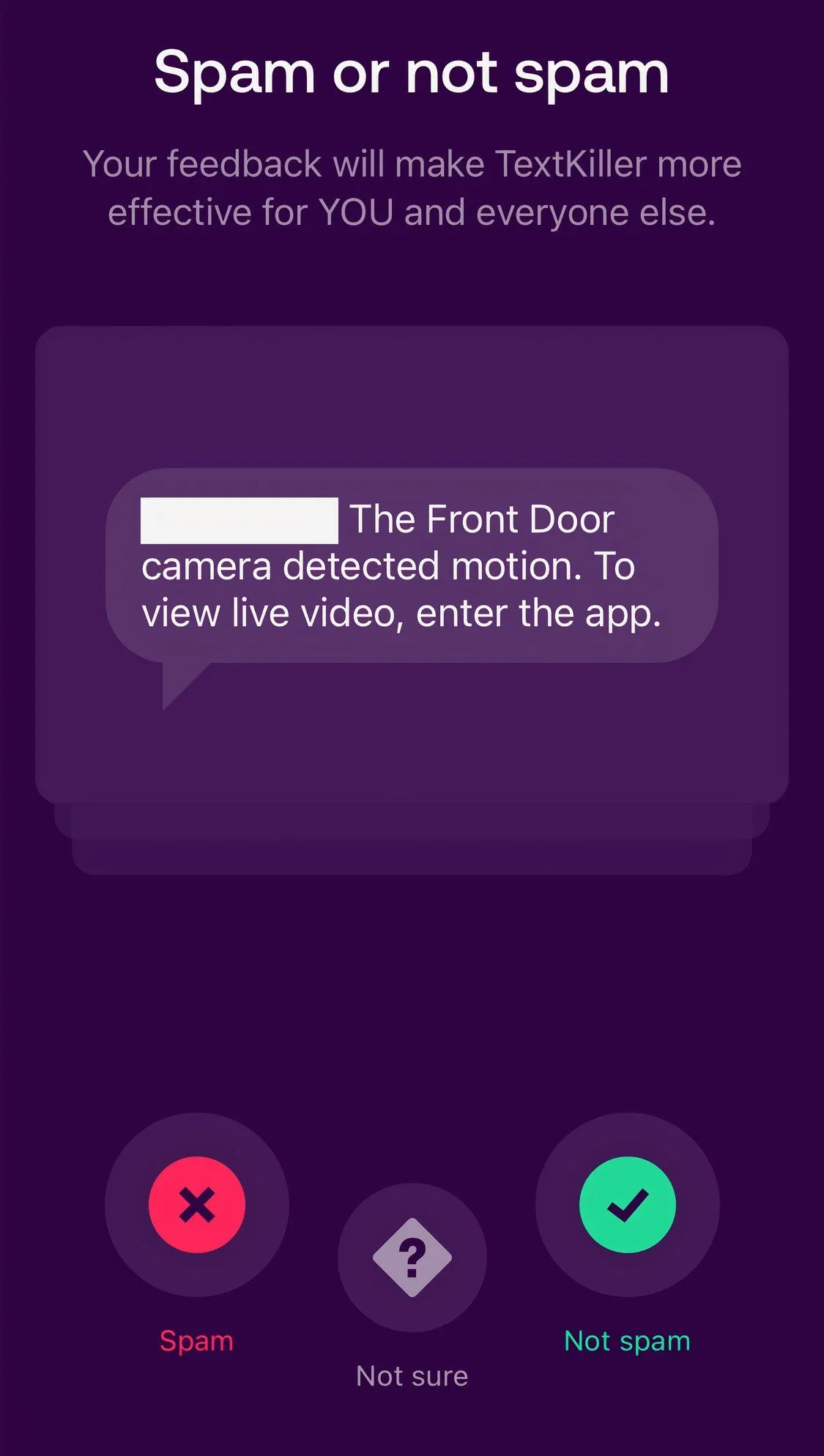 Chức năng nhận diện tin nhắn spam của TextKiller trên điện thoại