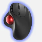 Chuột trackball Nulea M501 nhìn từ trên xuống, minh họa thiết kế công thái học giúp giảm đau cổ tay.