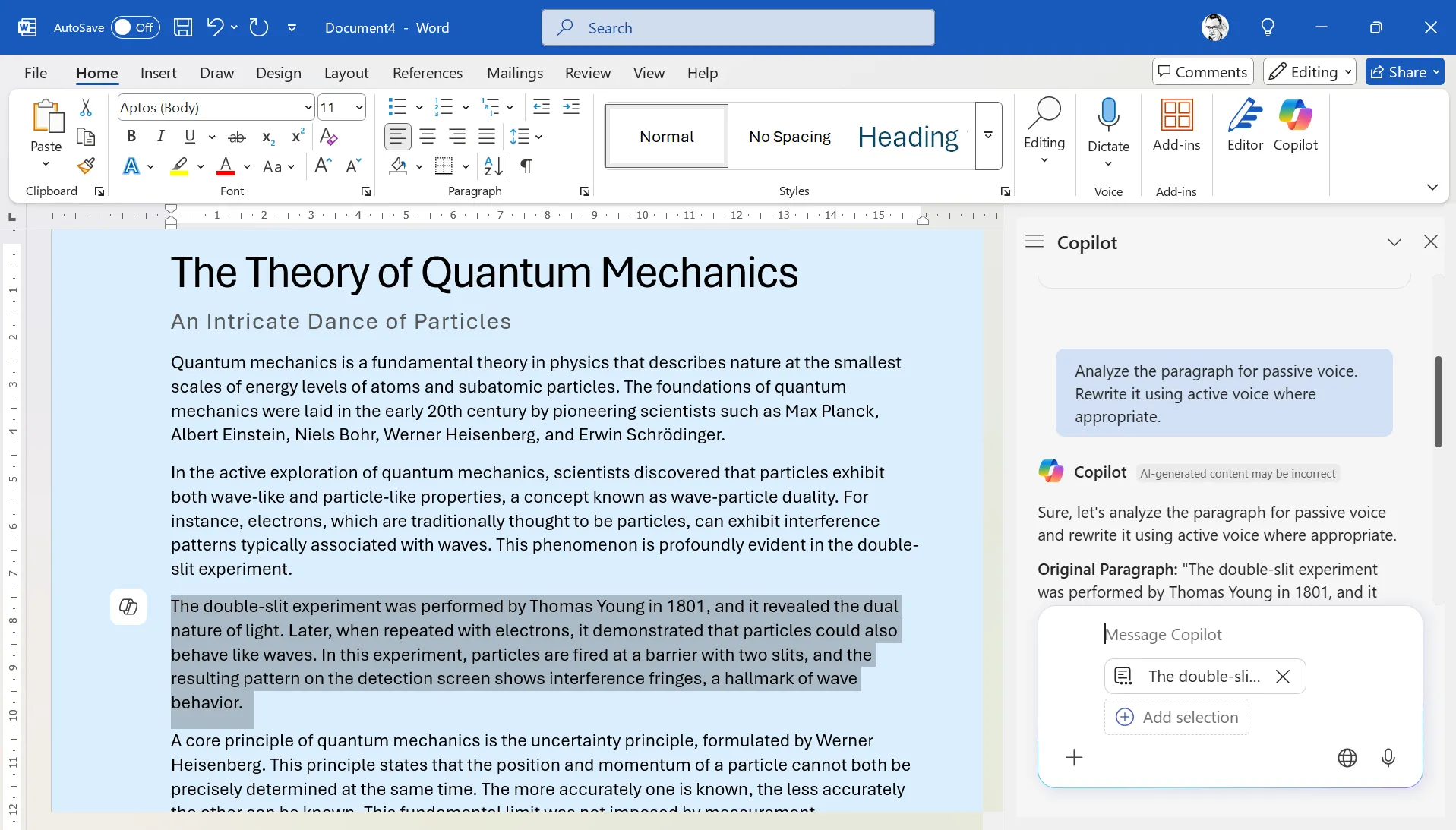 Chuyển đổi văn bản sang định dạng gạch đầu dòng hoặc bảng với Microsoft Copilot trong Word