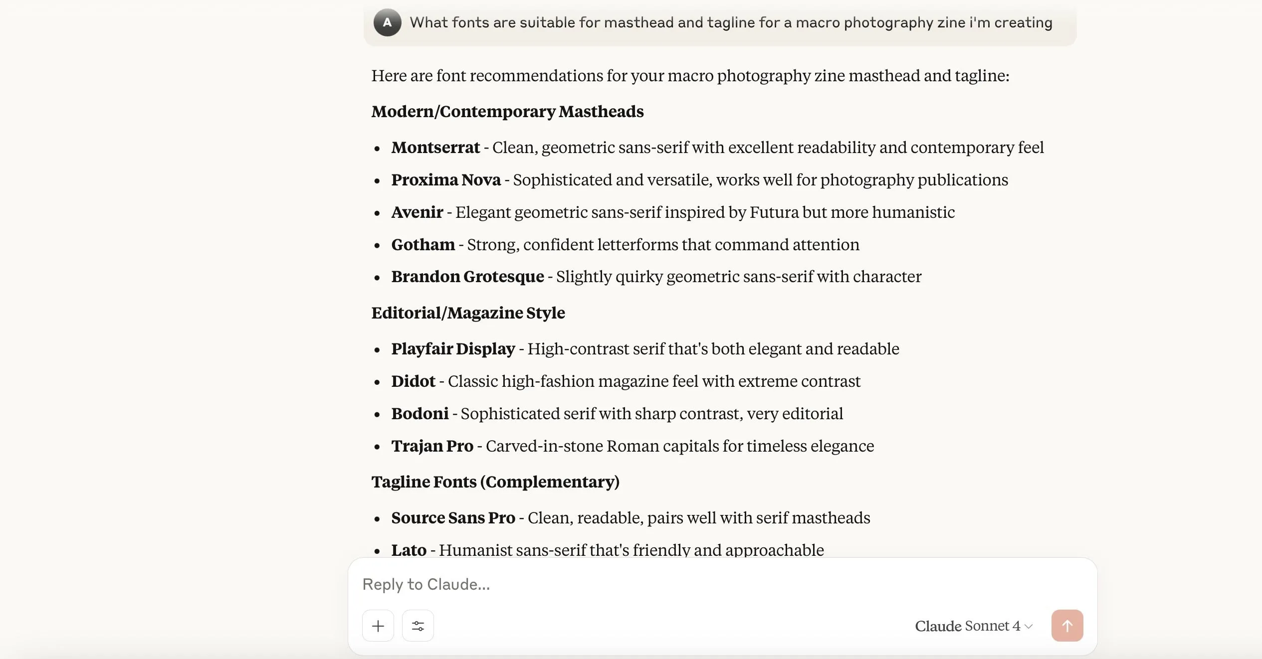 Claude trình bày các ý tưởng về Typography trong định dạng dễ đọc và có cấu trúc