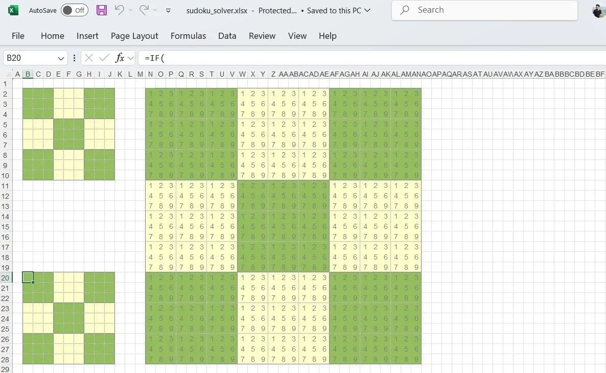 Công cụ giải Sudoku tự động được thiết kế trên bảng tính Excel, minh họa cách dùng công thức và định dạng có điều kiện.