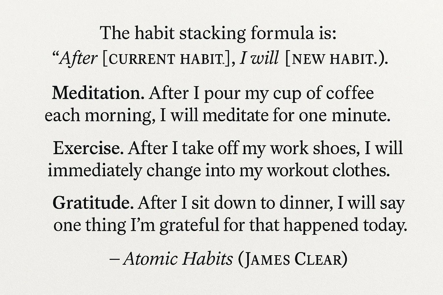 Công thức ghép thói quen hiệu quả từ sách Atomic Habits của James Clear
