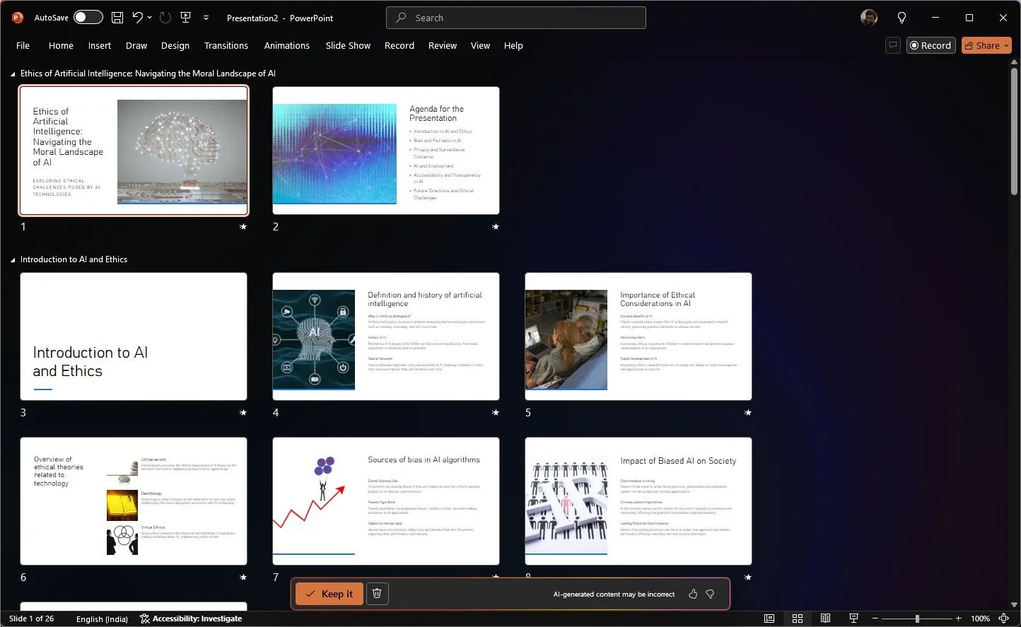 Copilot PowerPoint tạo các slide với nội dung và bố cục tự động