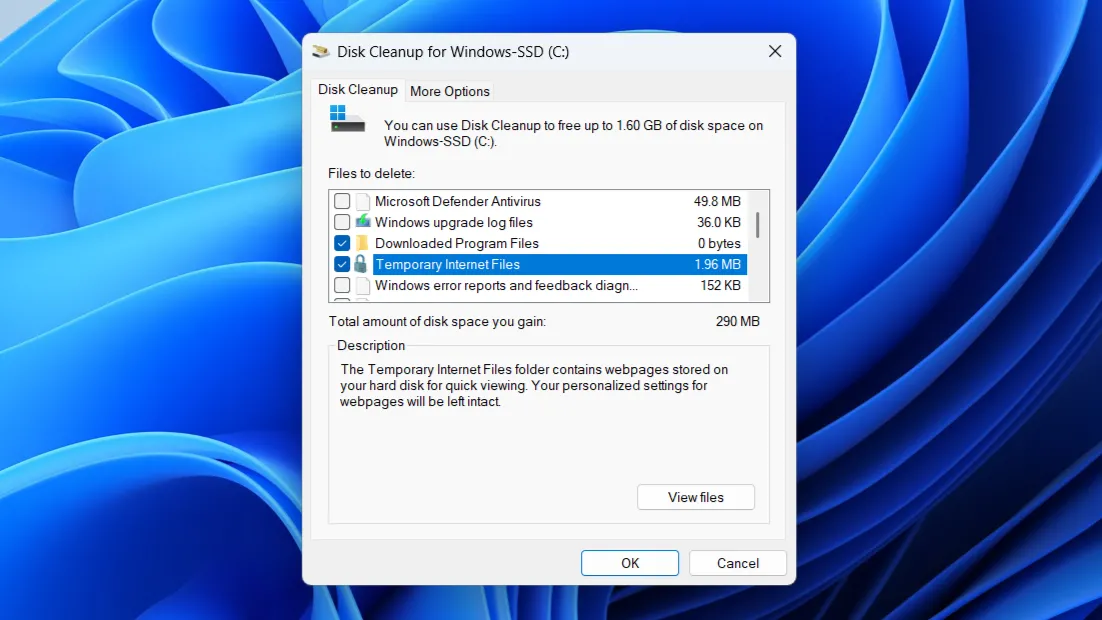 Cửa sổ công cụ Disk Cleanup trên Windows, giúp dọn dẹp ổ đĩa
