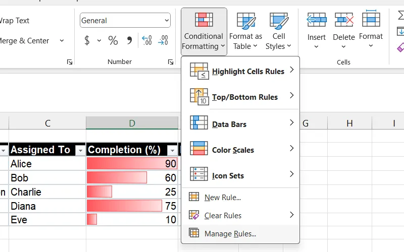 Cửa sổ Quản lý Quy tắc Định dạng có Điều kiện trong Excel