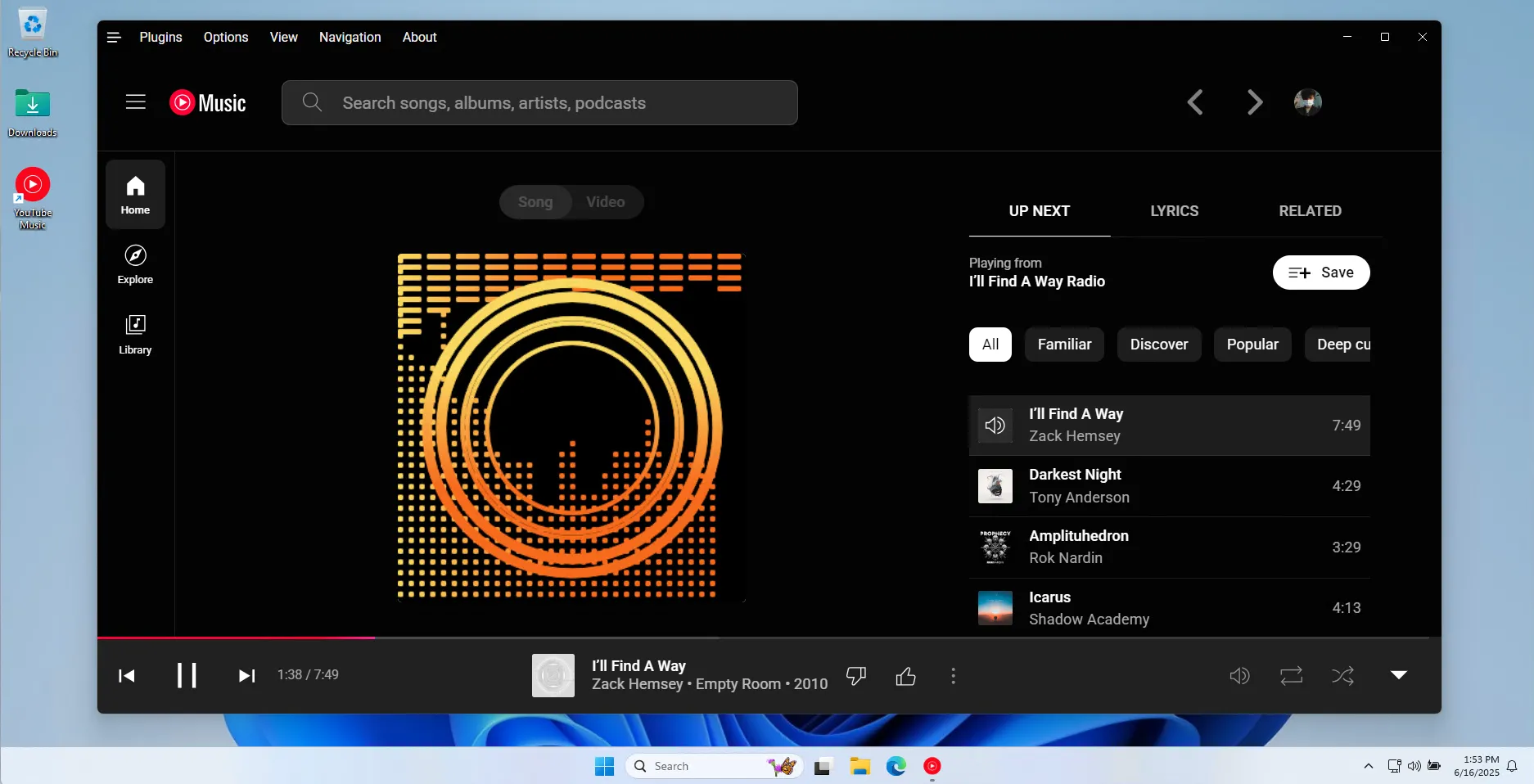 Custom YouTube Music Desktop với tính năng Audio Visual