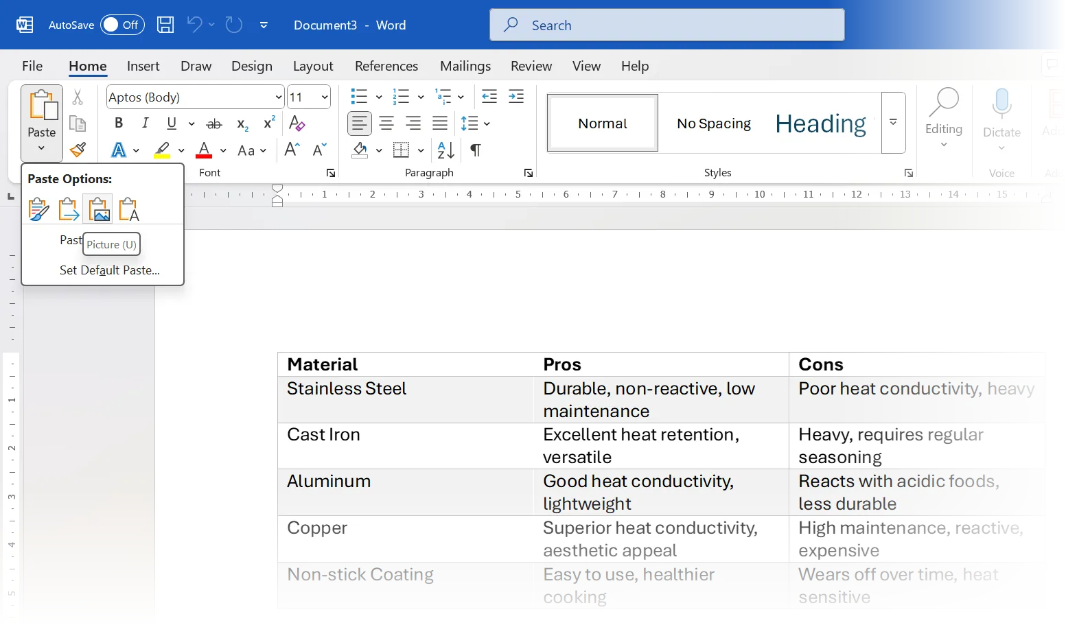 Dán nội dung dưới dạng hình ảnh trong Microsoft Word để khóa định dạng
