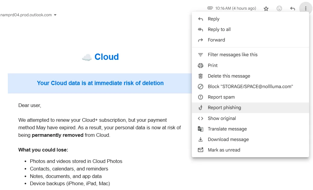 Đánh dấu thư rác trong Gmail