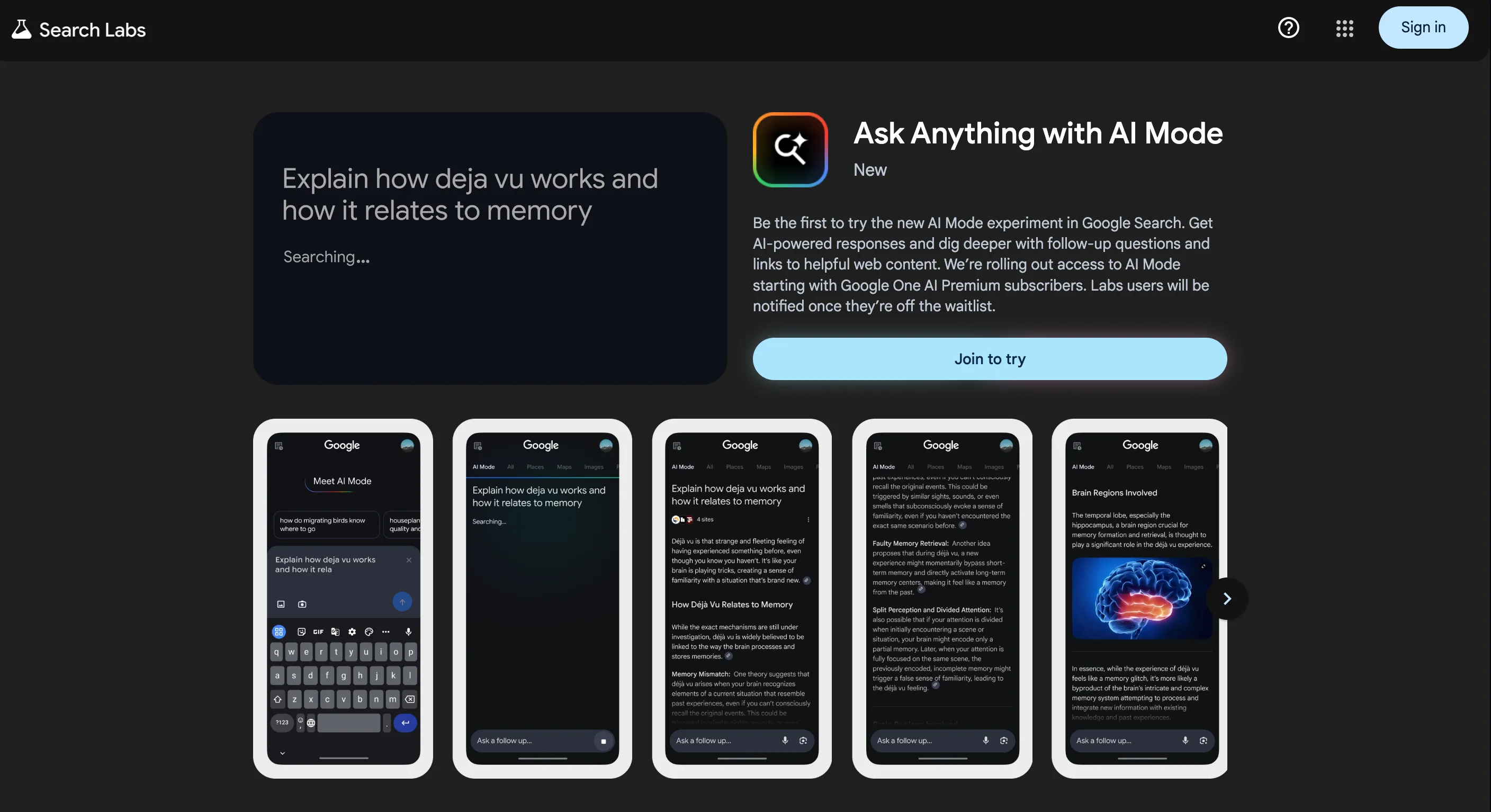 Danh sách chờ Google AI Mode trong Google Search Labs để trải nghiệm tính năng tìm kiếm AI