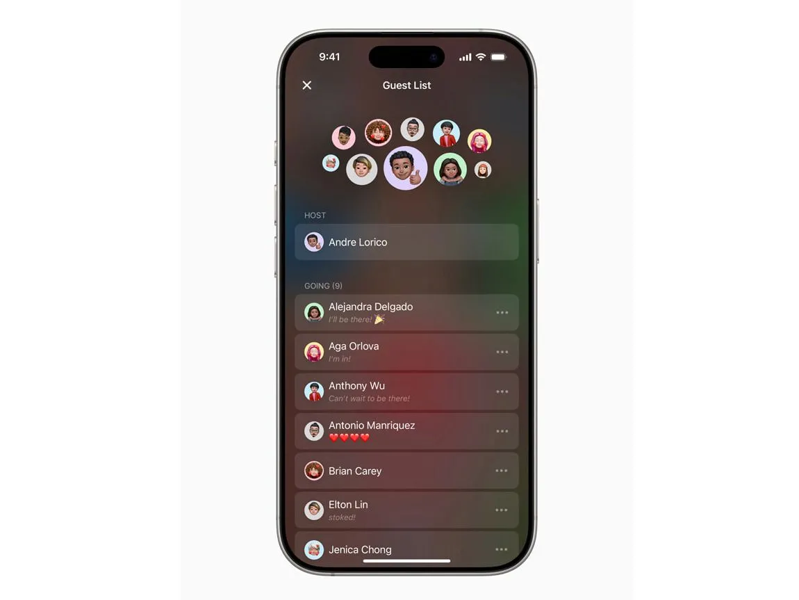 Danh sách khách mời và giao diện tạo lời mời trong ứng dụng Apple Invites