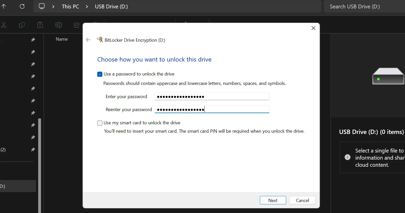 Đặt mật khẩu mạnh cho ổ USB được mã hóa bằng BitLocker