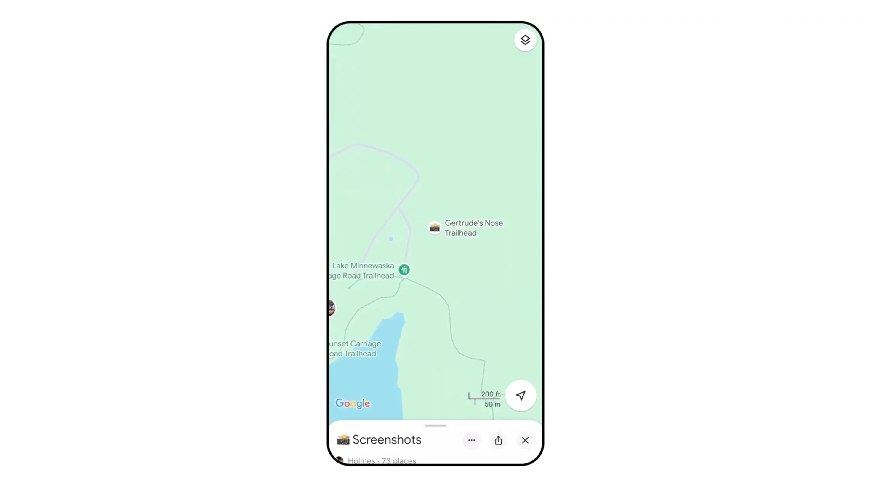 Địa điểm du lịch Gertude Nose Trailhead hiển thị trên Google Maps với biểu tượng camera sau khi được lưu từ ảnh chụp màn hình