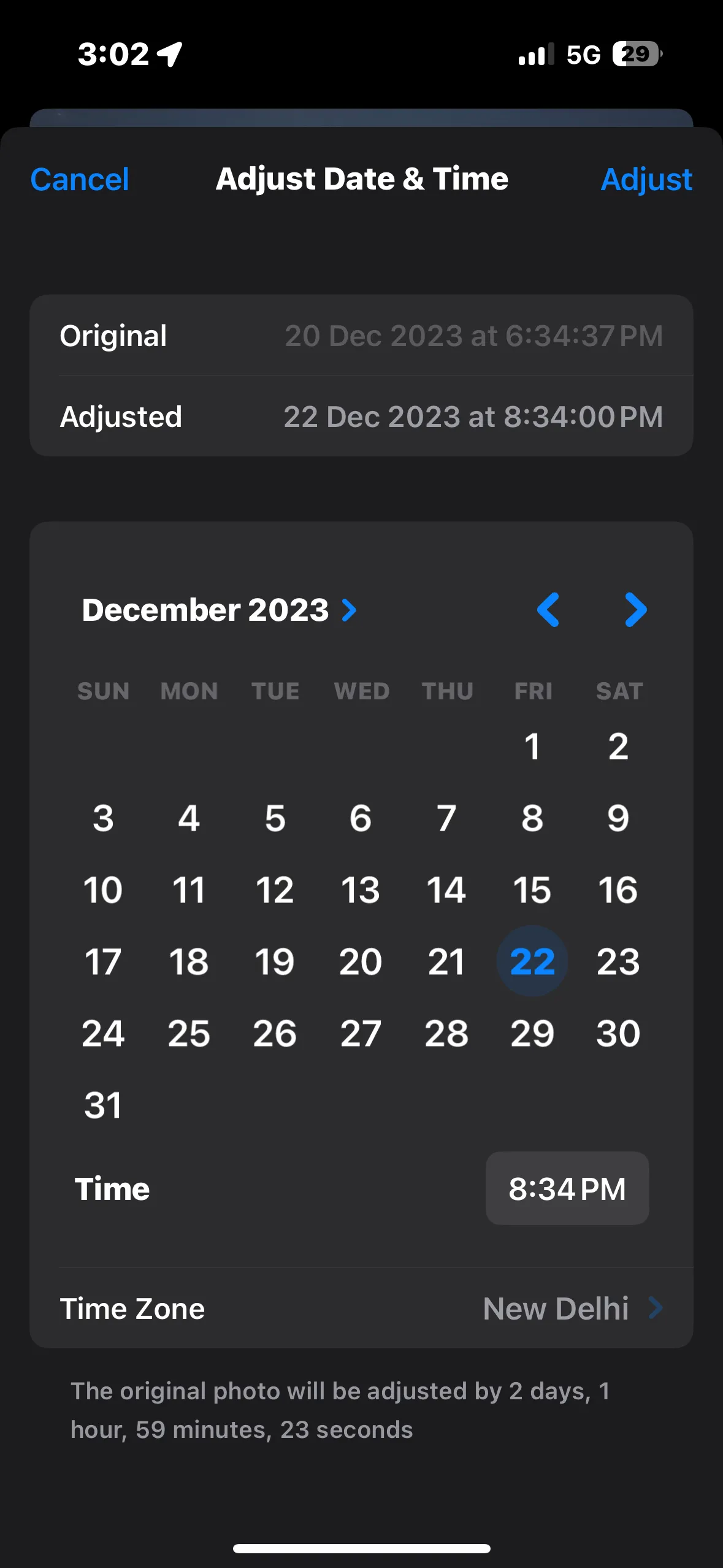 Điều chỉnh ngày giờ chụp ảnh trong ứng dụng Photos trên iPhone