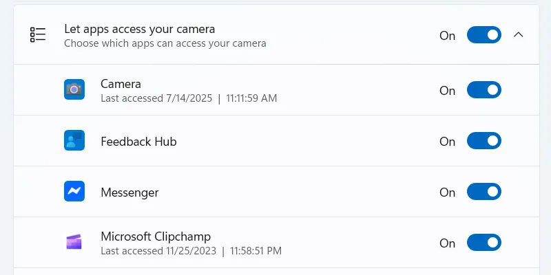 Điều chỉnh quyền truy cập camera cho các ứng dụng trên Windows 11