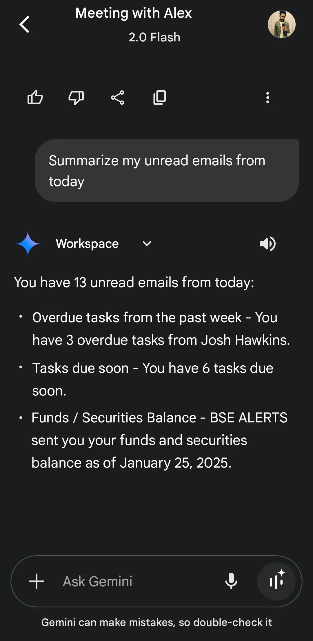 Gemini tóm tắt nhanh các email chưa đọc từ Gmail, hỗ trợ quản lý hộp thư hiệu quả thông qua tích hợp Google Workspace