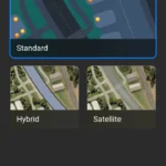 Giao diện Apple Maps với các chế độ xem vệ tinh và kết hợp trên trình duyệt di động