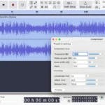 Giao diện Audacity đang chọn plugin Compressor để chỉnh sửa âm thanh