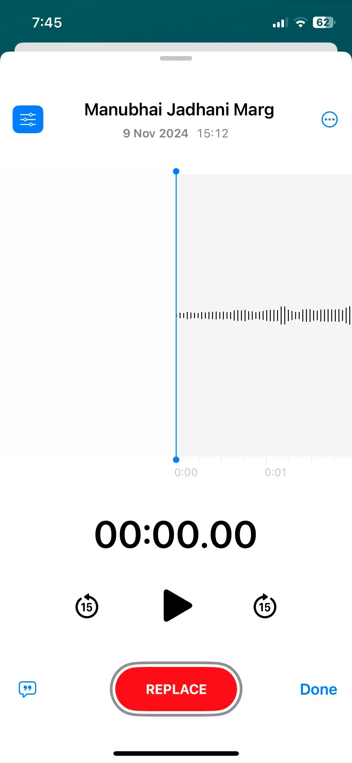 Giao diện bản ghi âm trong ứng dụng Ghi âm trên iPhone