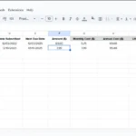 Giao diện bảng theo dõi dịch vụ đăng ký nâng cao trong Google Sheets với định dạng có điều kiện