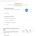 Giao diện cài đặt Dữ liệu và quyền riêng tư trong tài khoản Google