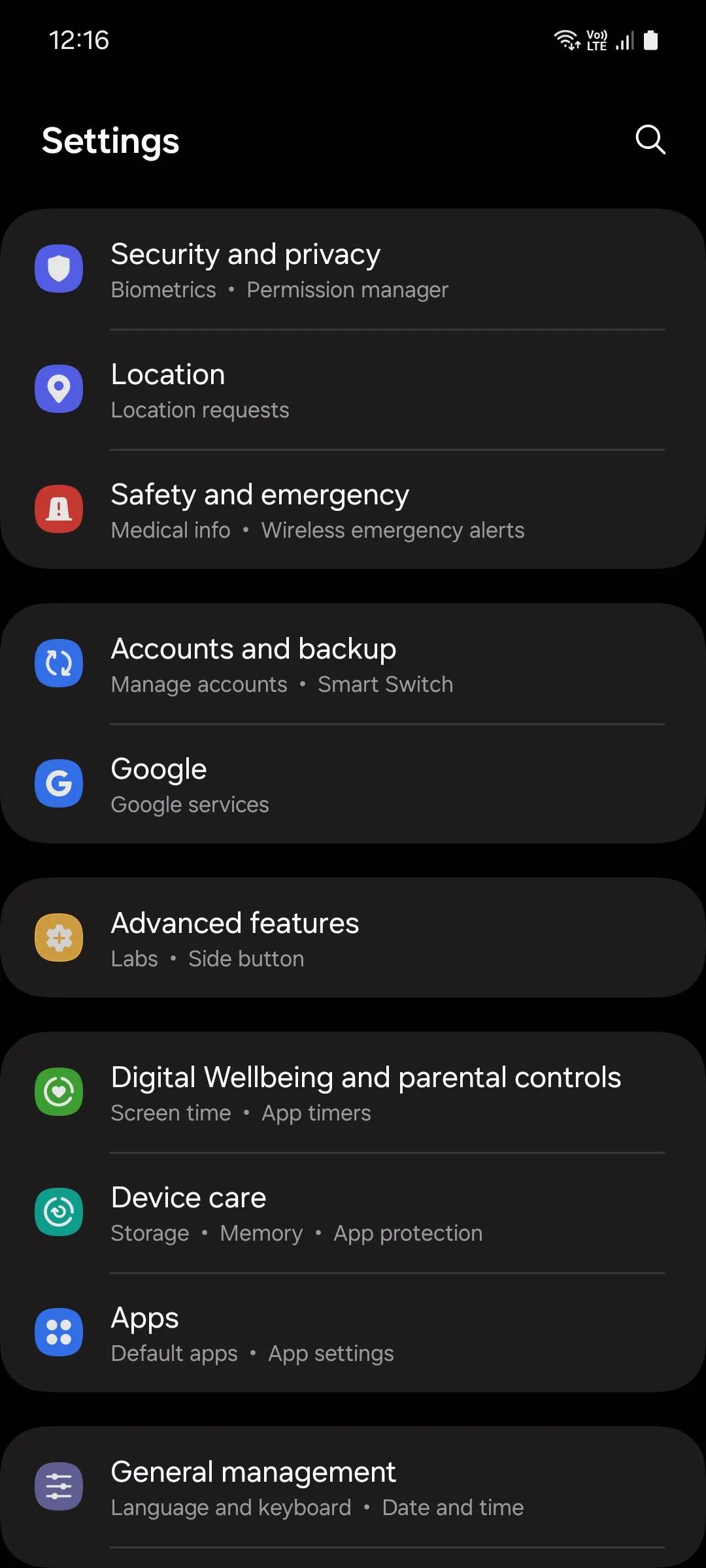 Giao diện cài đặt Hệ thống One UI của Samsung