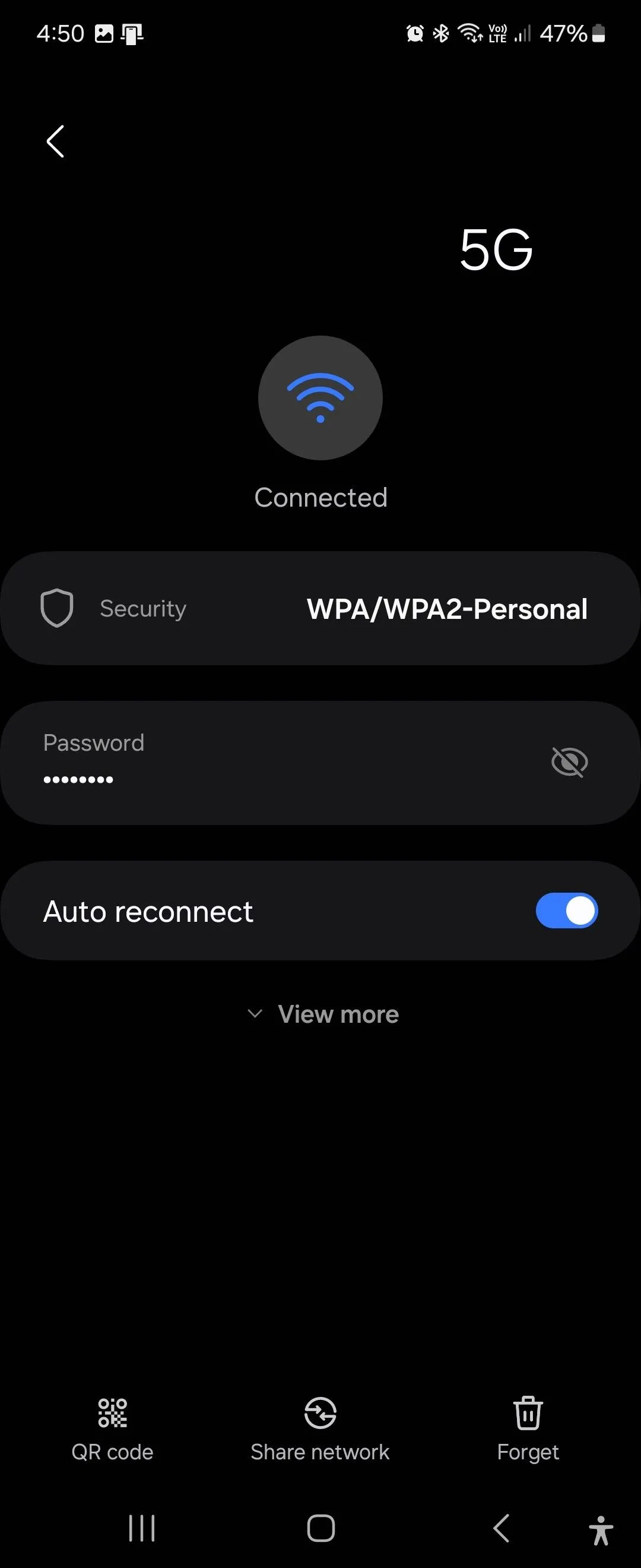 Giao diện cài đặt mạng Wi-Fi trên One UI 6.1, minh họa tùy chọn chia sẻ mã QR