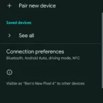 Giao diện cài đặt thiết bị đã kết nối và tùy chọn ghép nối Bluetooth mới trên Android