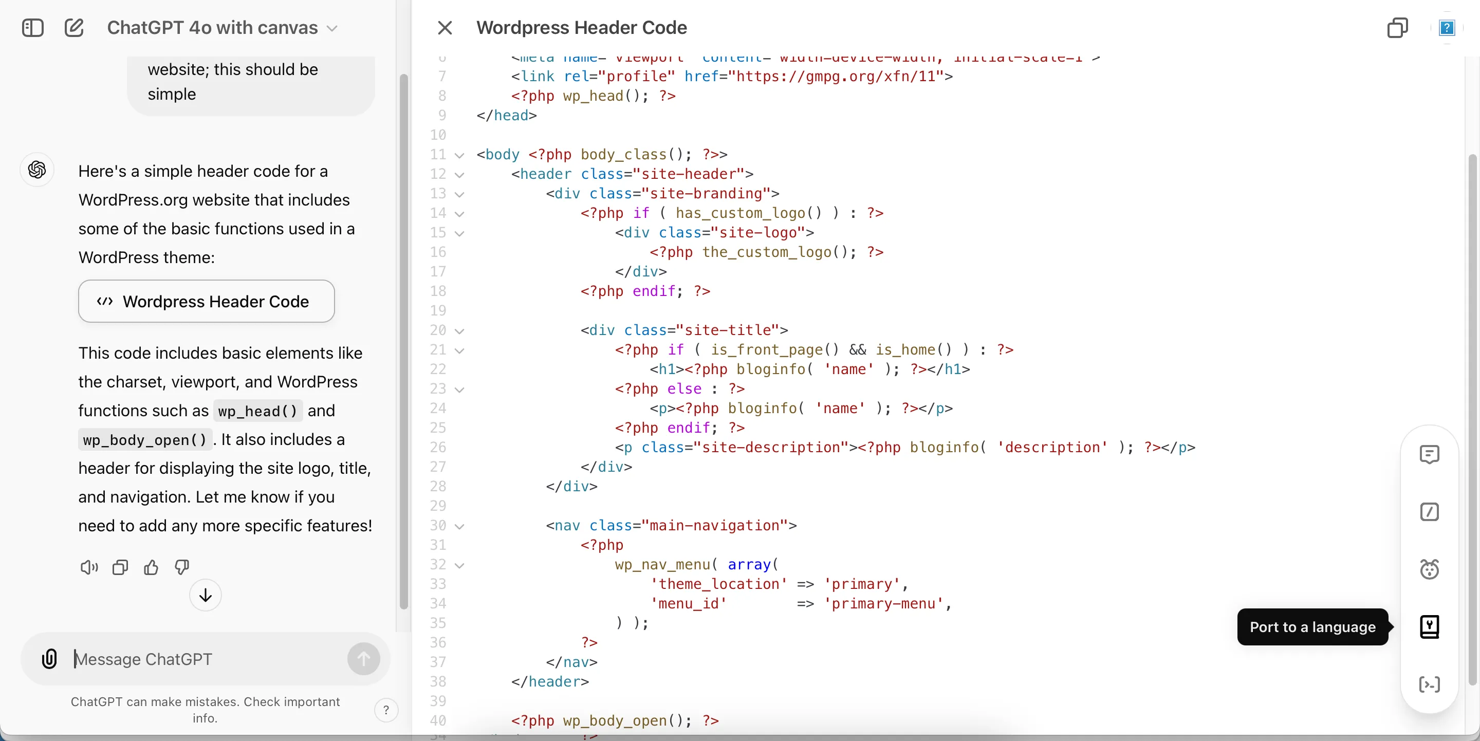 Giao diện ChatGPT Canvas hiển thị việc chỉnh sửa và gỡ lỗi code với mô hình o1, minh họa khả năng hợp tác trong lập trình AI
