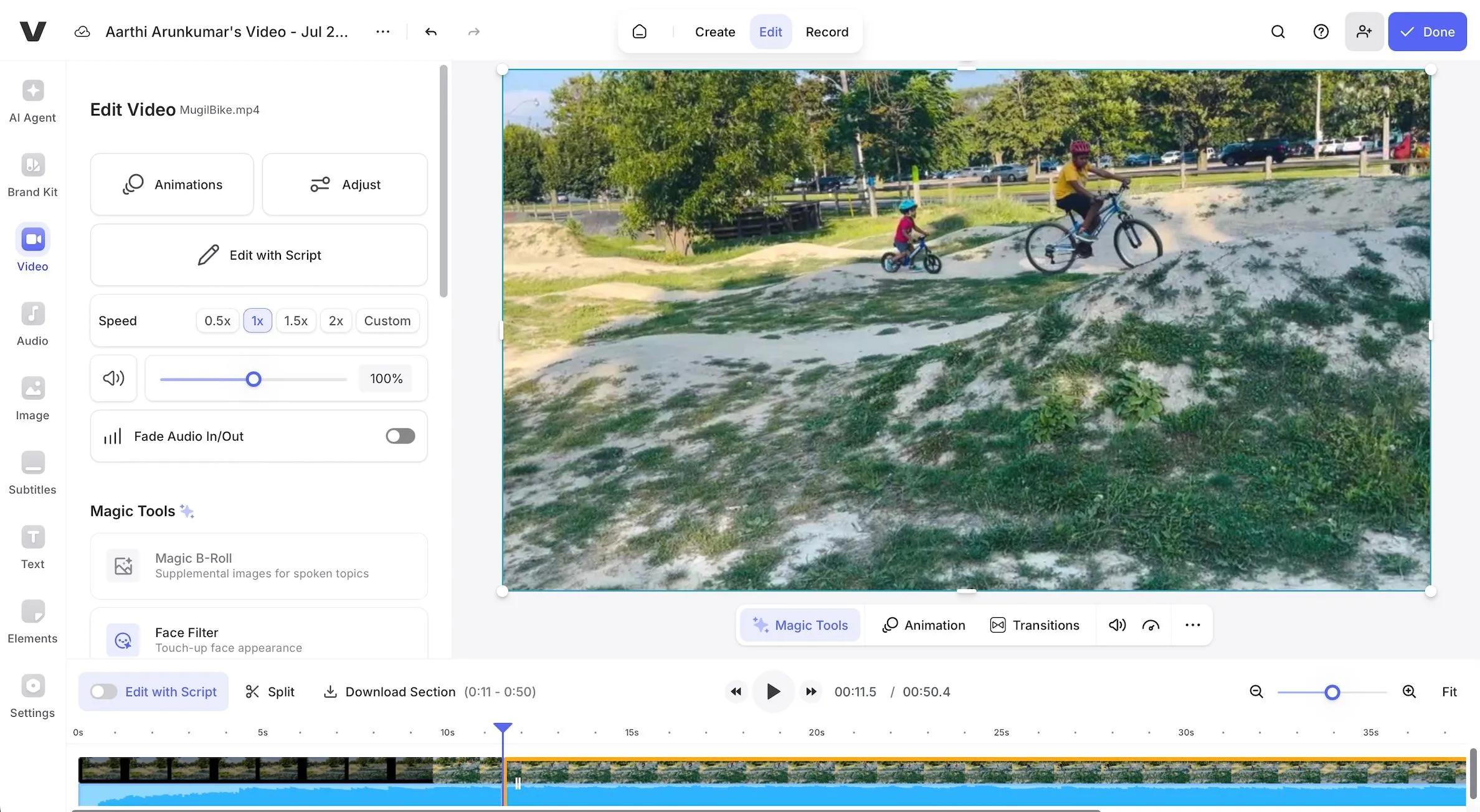 Giao diện chỉnh sửa video trực quan trên nền tảng Veed.io, minh họa các công cụ và tính năng hỗ trợ người dùng tạo video dễ dàng.