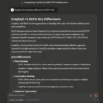 Giao diện Claude AI hiển thị phản hồi cho câu hỏi về GraphQL và REST, với tùy chọn giải thích được chọn.