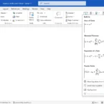 Giao diện công cụ Equation trong Microsoft Word, hiển thị tab Equation với các tùy chọn chèn và định dạng công thức toán học.