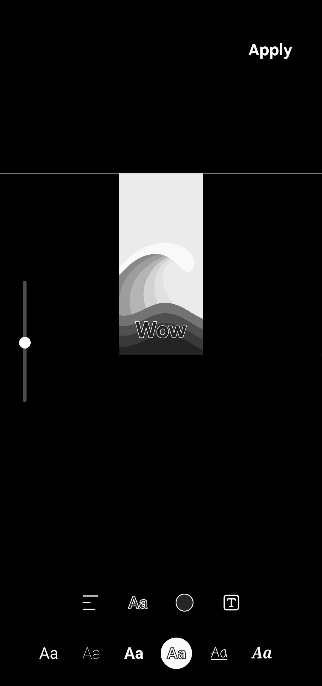 Giao diện công cụ thêm văn bản (Text tool) trong ứng dụng Samsung Studio, cho phép tùy chỉnh kiểu chữ, kích thước và màu sắc.
