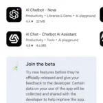 Giao diện đăng ký tham gia chương trình beta của ChatGPT trên Google Play Store