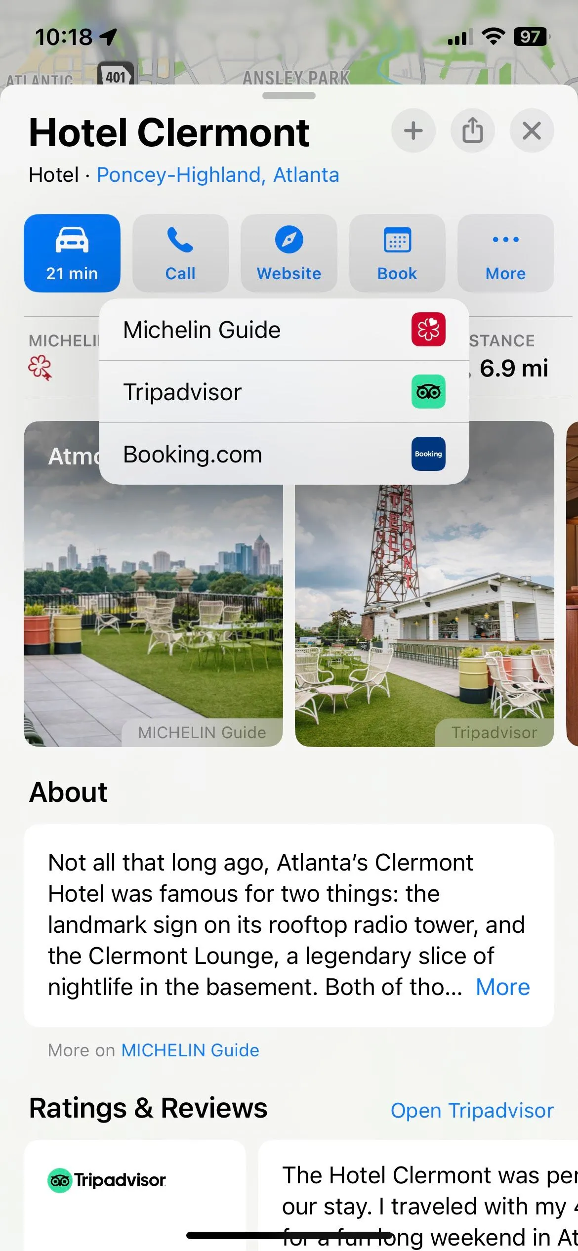 Giao diện đặt phòng khách sạn Michelin Guide ngay trong ứng dụng Apple Maps