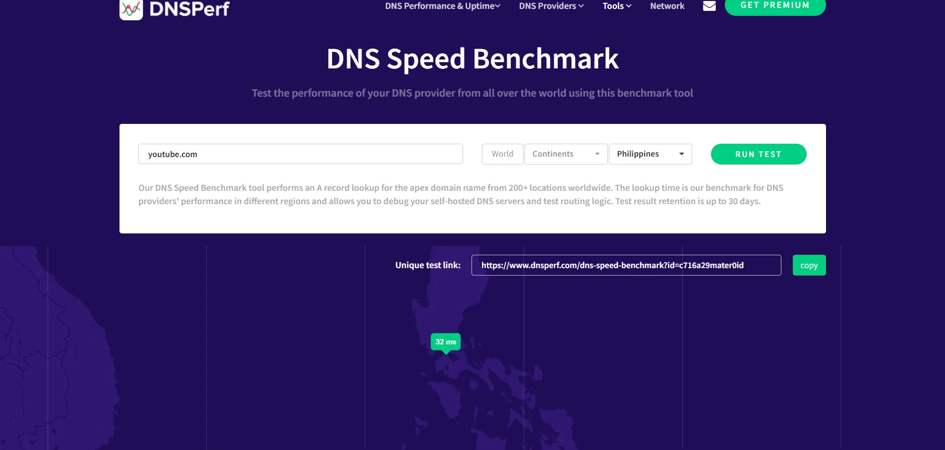 Giao diện DNSPerf cho thấy tốc độ phản hồi đã cải thiện sau khi chuyển sang Google DNS, minh họa hiệu quả của việc thay đổi máy chủ DNS.