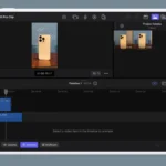 Giao diện Final Cut Pro trên iPad với timeline chỉnh sửa video và biểu tượng Live Drawing