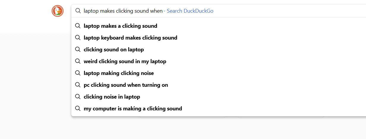 Giao diện gợi ý tìm kiếm của DuckDuckGo cho thấy sự kém chính xác hơn so với Google