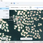 Giao diện Google Earth hiển thị tính năng Street View lịch sử với thanh trượt thời gian để khám phá sự thay đổi của một địa điểm