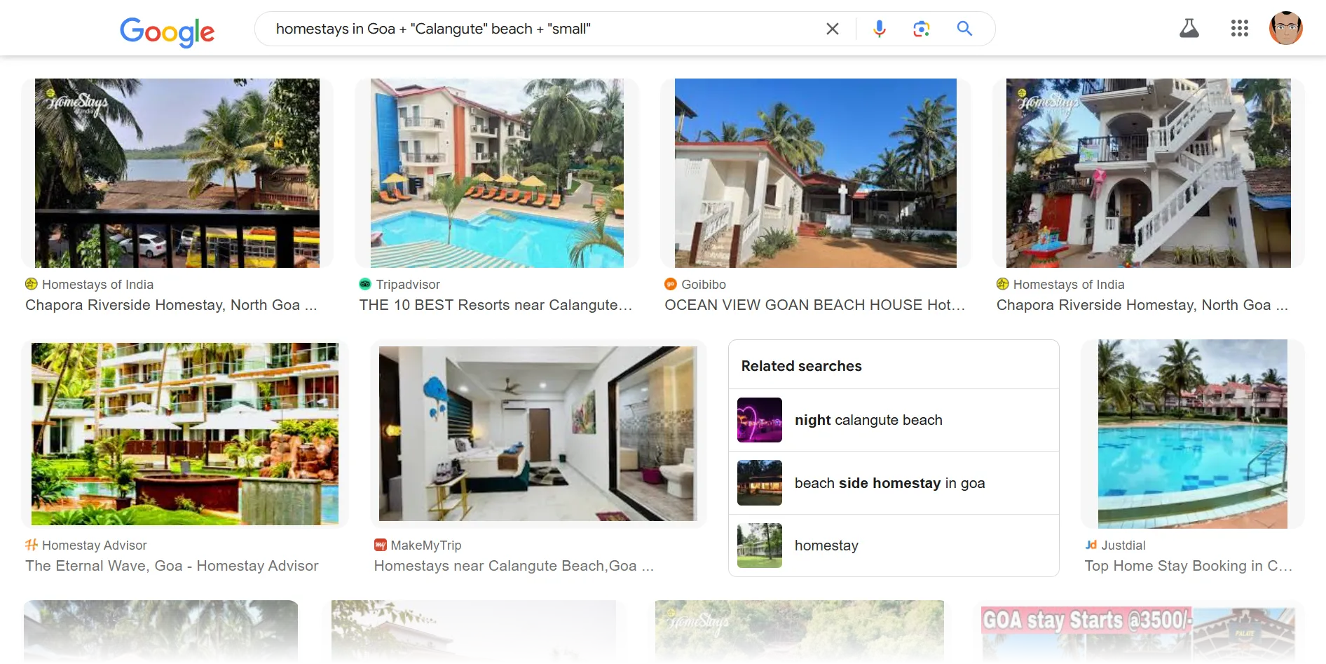 Giao diện Google Hình Ảnh hiển thị kết quả tìm kiếm các lựa chọn thay thế Airbnb độc đáo