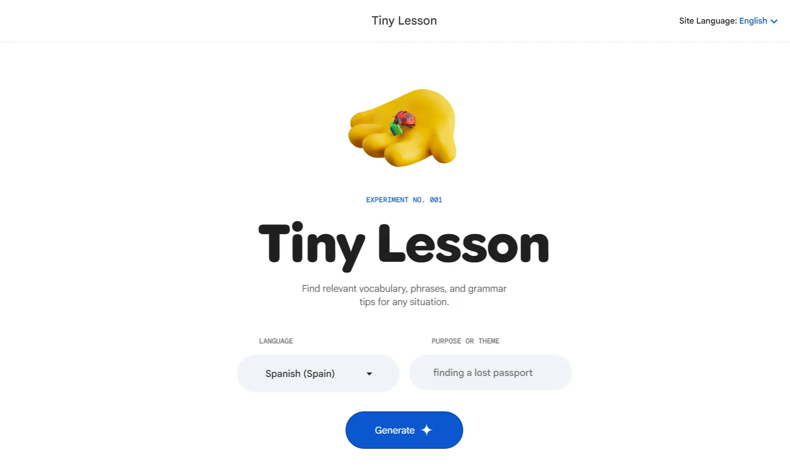Giao diện Google Labs Tiny Lesson với hội thoại mini giữa người dùng và Gemini AI