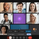 Giao diện Google Meet với tùy chọn trình chiếu trực tiếp từ camera ngoài, cho phép lựa chọn nguồn video chất lượng cao