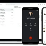 Giao diện Google Voice trên nhiều thiết bị hiển thị tính năng gọi điện và nhắn tin tiện lợi.