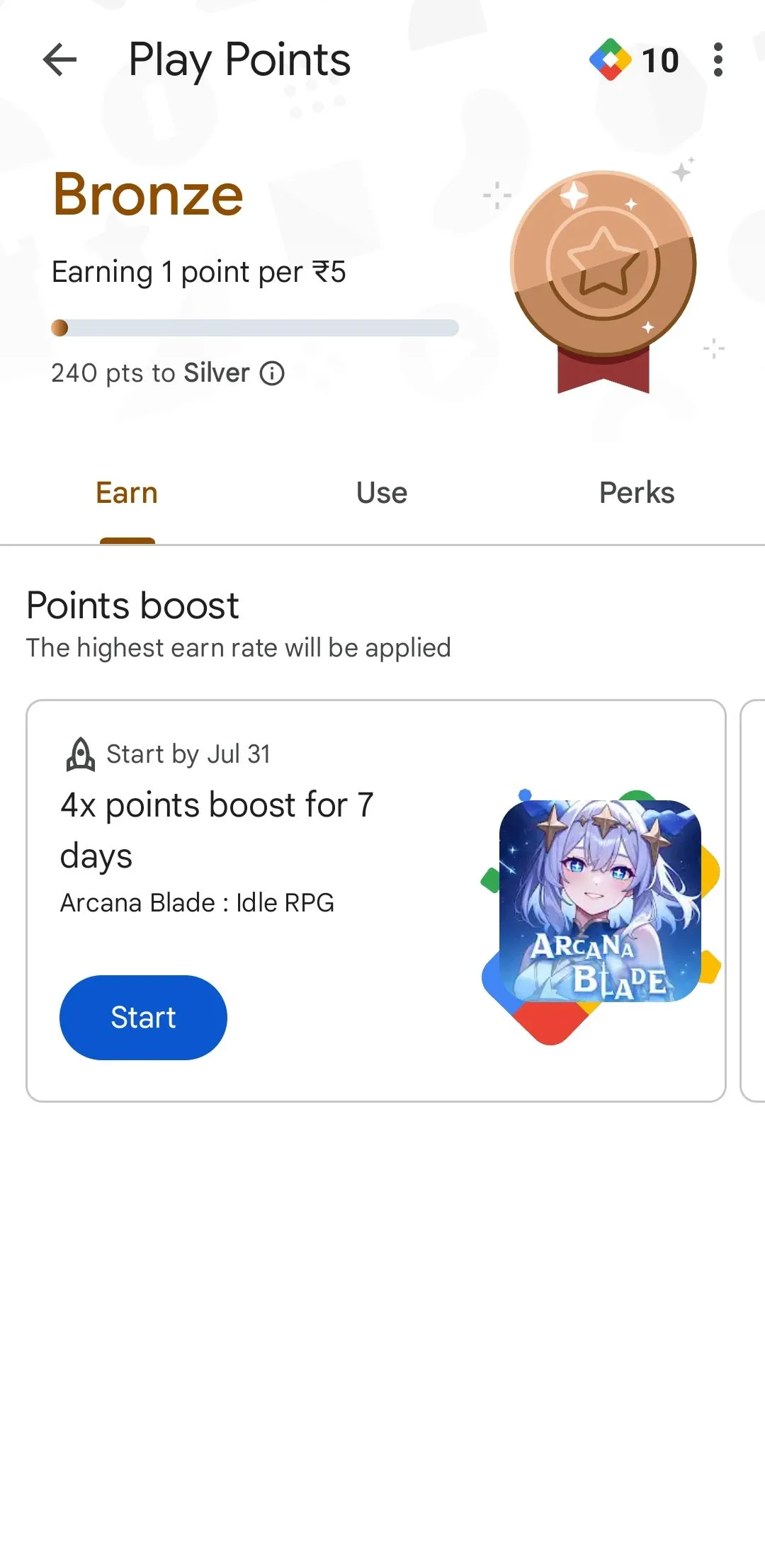 Giao diện hiển thị cách kiếm điểm Google Play Points trong ứng dụng Play Store.