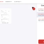 Giao diện iLovePDF hiển thị các tùy chọn mức độ nén PDF khác nhau như Extreme, Recommended, Less Compression