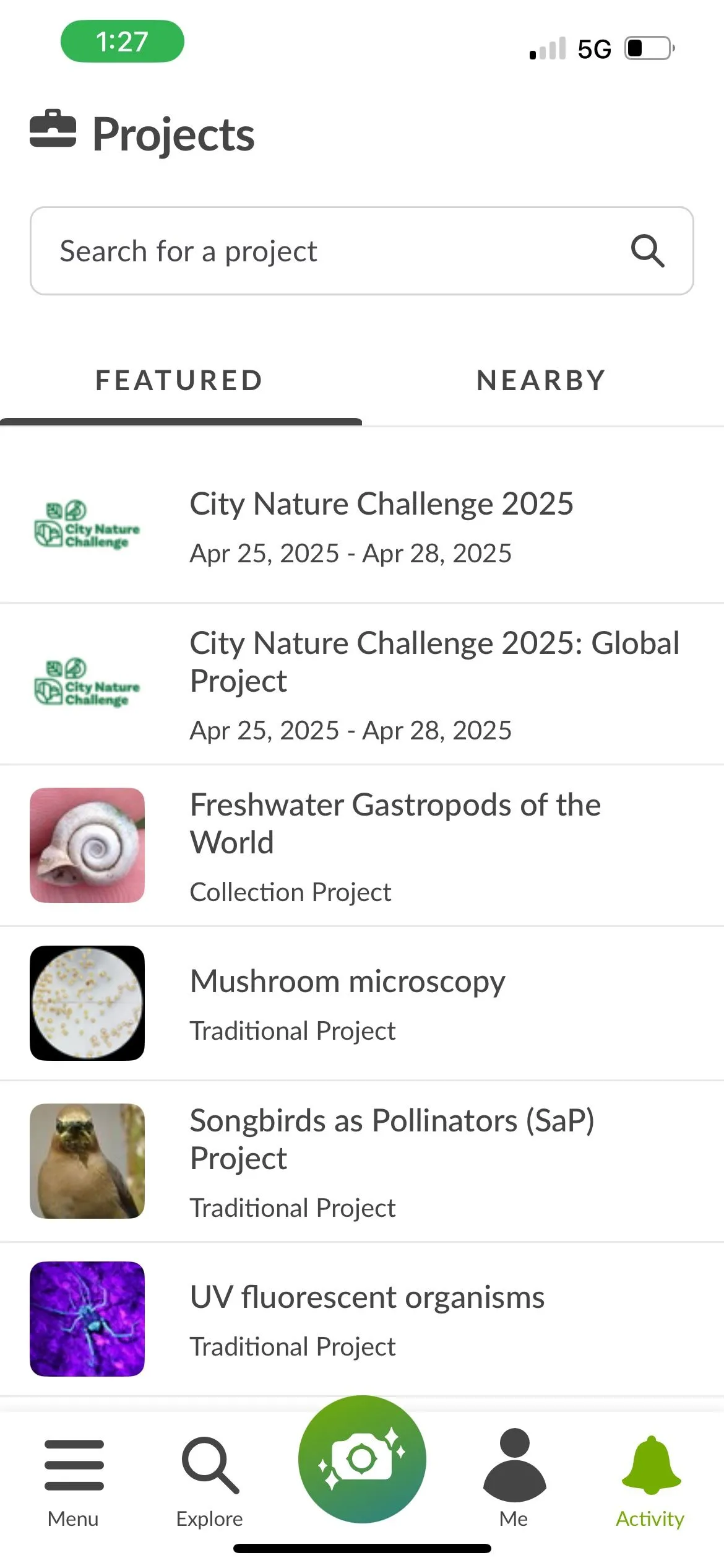 Giao diện khám phá loài vật trên iNaturalist