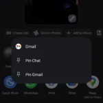 Giao diện menu Chia sẻ Android minh họa cách ghim ứng dụng