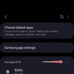 Giao diện menu Ứng dụng trong Cài đặt của Samsung One UI, hiển thị tùy chọn lọc và hiển thị ứng dụng hệ thống.