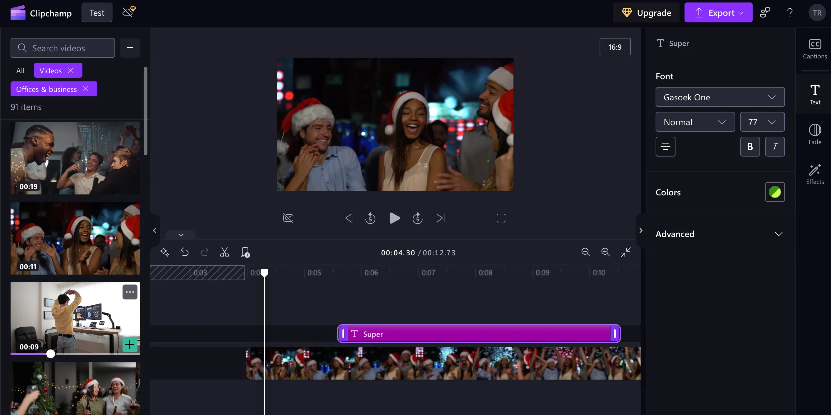 Giao diện Microsoft Clipchamp với thư viện video stock mới